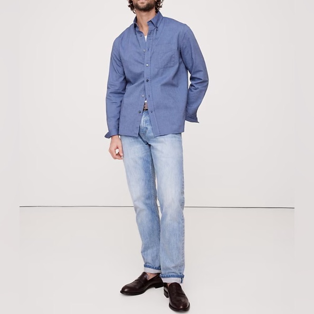 Banana Republic Men’s Standard-Fit Non-Iron Cotton‎ Button Shirt Size XL Blue